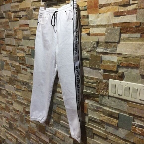 ALEXANDER WANG Side Tape Logo Jean Joggers Track Pants in Denim - Picture 3 of 9